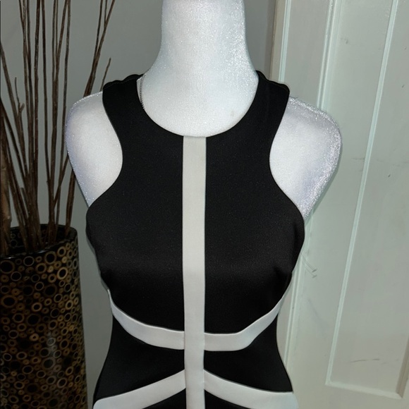 Bisou Bisou Black and White Halter Sheath Mini Dress - Picture 2 of 8